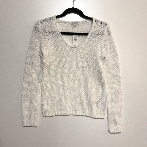 Gap Scoop Neck Cable Knit Sweater White Size XS - Picture 1 of 9